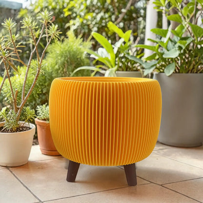 RETRO RIBBED OUTDOOR PLANTER YELLOW Millees