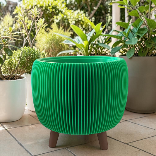 RETRO RIBBED OUTDOOR PLANTER GREEN