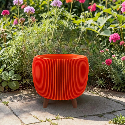 RETRO RIBBED OUTDOOR PLANTER ORANGE Millees
