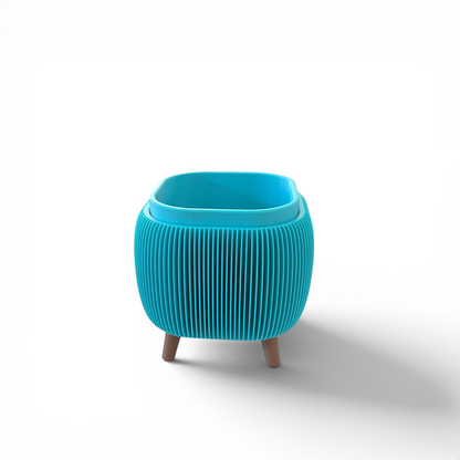 RETRO ROUNDED SQUARE MINI PLANTER TURQUOISE