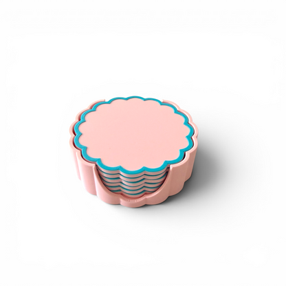 RETRO SCALLOPED COASTER SET MILKSHAKE PINK