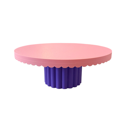 DECORATIVE CAKE STAND PETAL EDGE PINK AND PURPLE