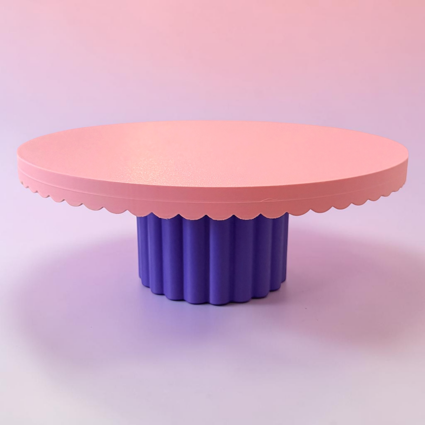 DECORATIVE CAKE STAND PETAL EDGE PINK AND PURPLE