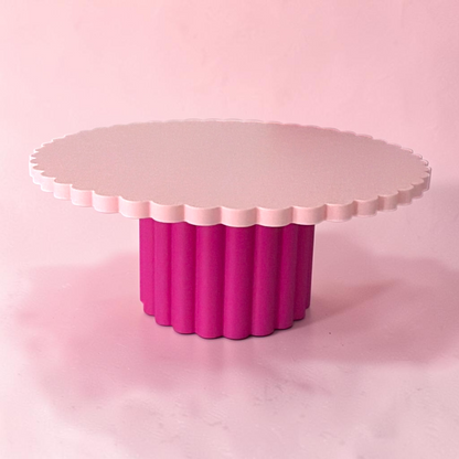 SCALLOPED EDGE CAKE STAND PASTEL PINK