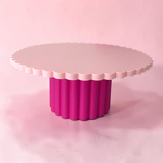 SCALLOPED EDGE CAKE STAND PASTEL PINK