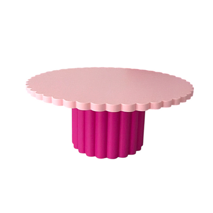 SCALLOPED EDGE CAKE STAND PASTEL PINK
