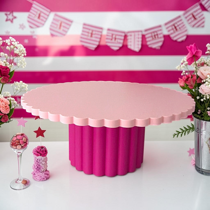 SCALLOPED EDGE CAKE STAND PASTEL PINK