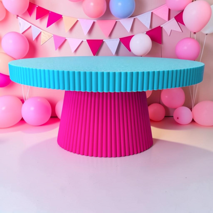 DECORATIVE CAKE STAND TURQUOISE AND RASPBERRY