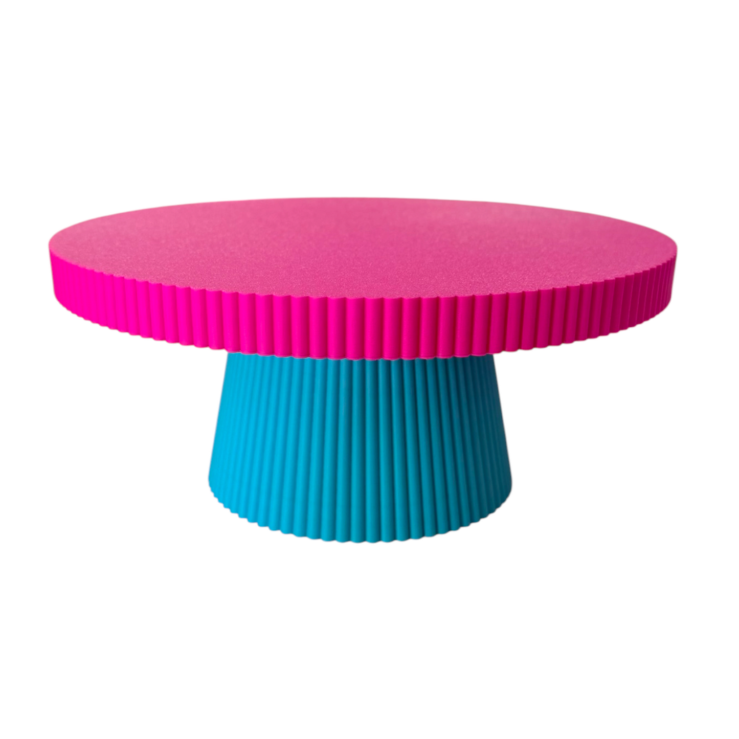 DECORATIVE CAKE STAND RASPBERRY  AND TURQUOISE