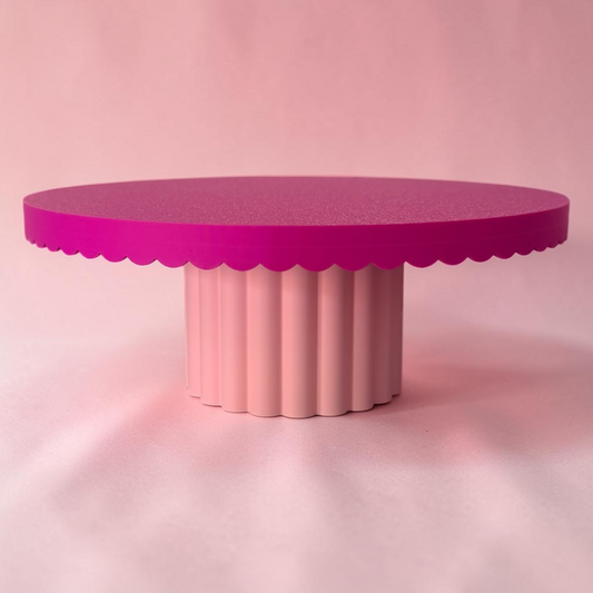 DECORATIVE CAKE STAND PETAL EDGE RASPBERRY