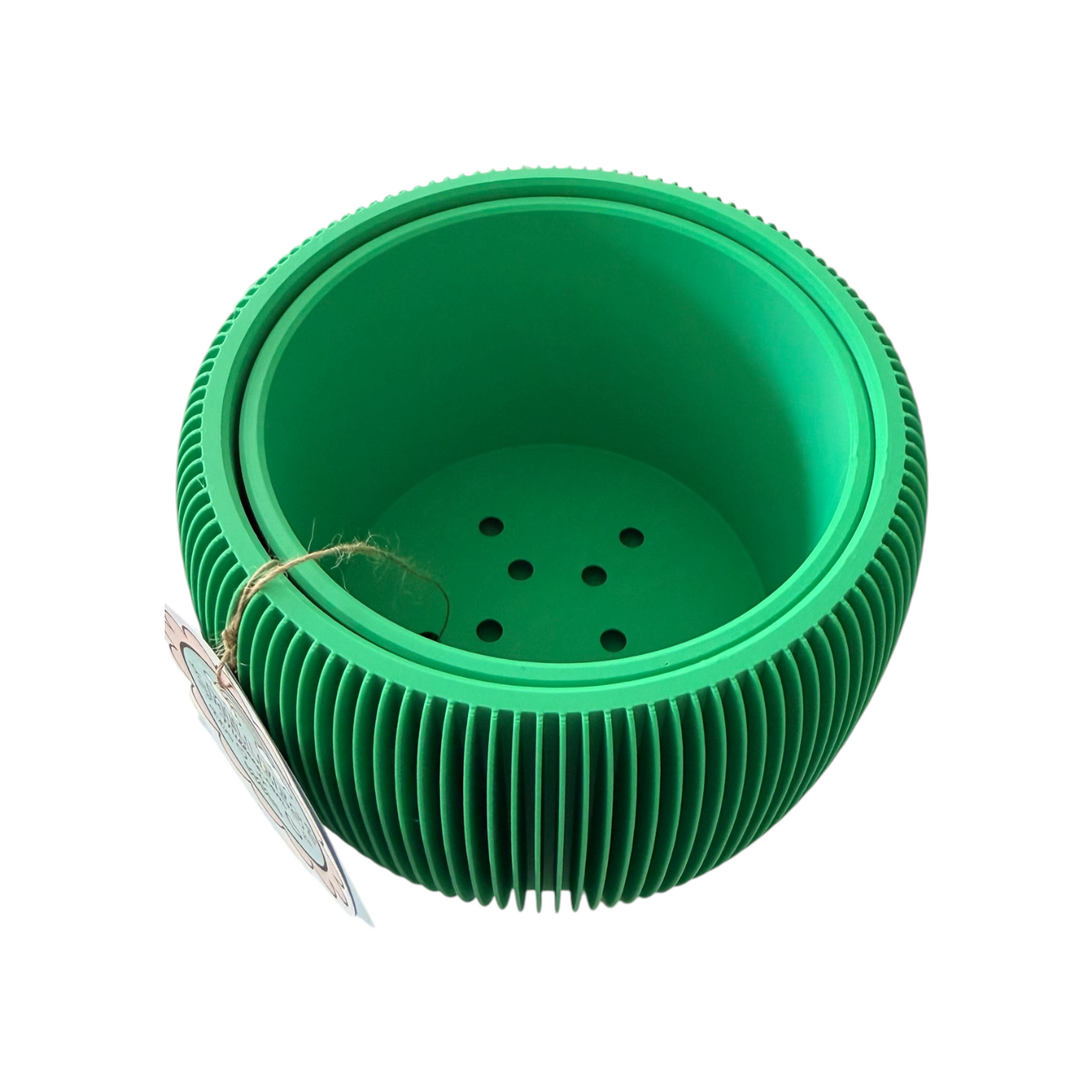 RETRO RIBBED PLANTER GREEN SATIN