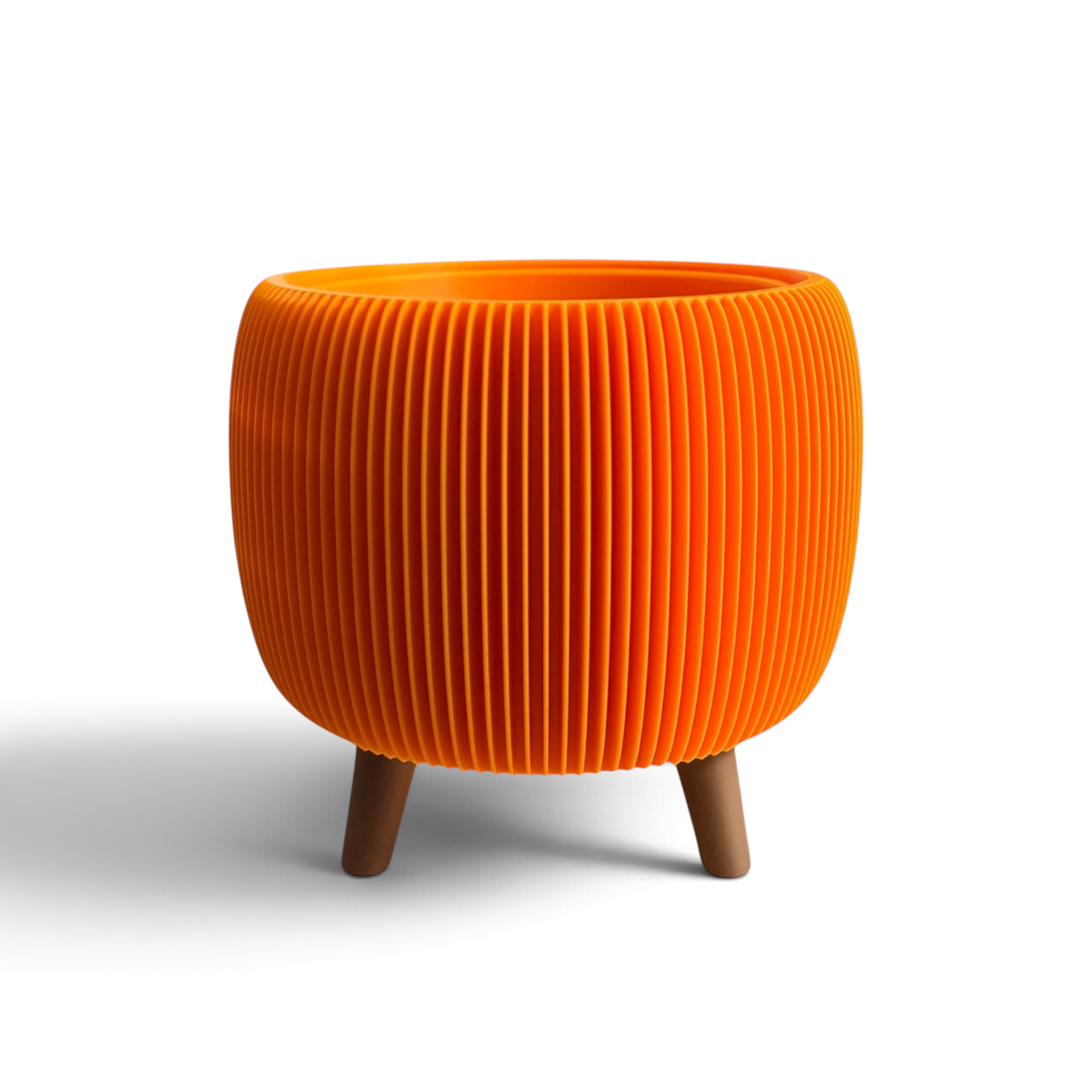 RETRO RIBBED PLANTER VIBRANT ORANGE LARGE