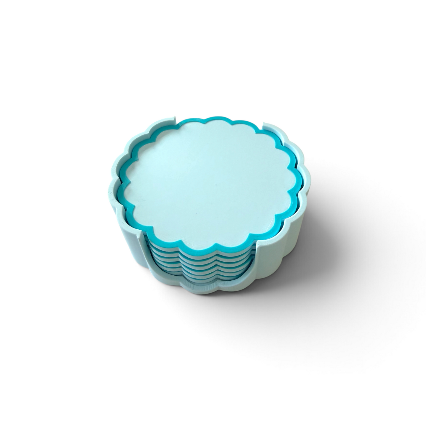 RETRO SCALLOPED COASTER SET BLUE AND TURQUOISE