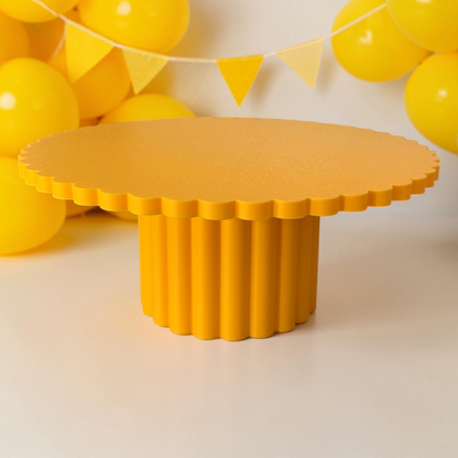 SCALLOPED EDGE CAKE STAND SUNFLOWER YELLOW