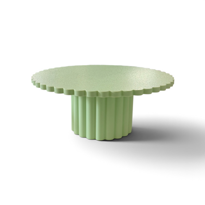 SCALLOPED EDGE CAKE STAND PASTEL GREEN