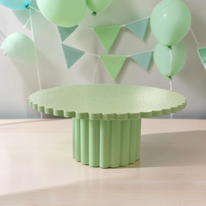 SCALLOPED EDGE CAKE STAND PASTEL GREEN