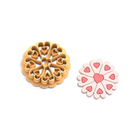 HEARTS FLOWER CIRCLE CUTTER 25mm