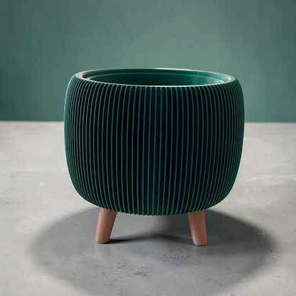 RETRO RIBBED PLANTER WINTER GREEN SATIN LARGE