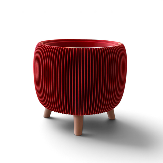 RETRO RIBBED PLANTER MAROON SATIN LARGE