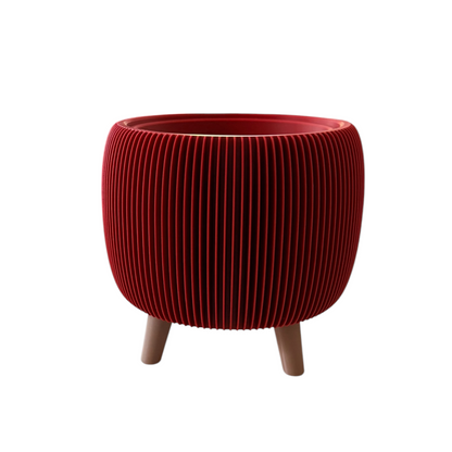 RETRO RIBBED PLANTER MAROON SATIN LARGE