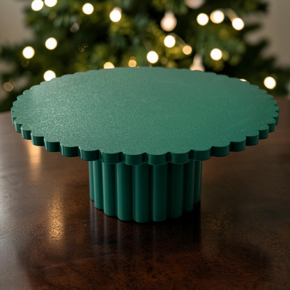 SCALLOPED EDGE CAKE STAND WINTER GREEN