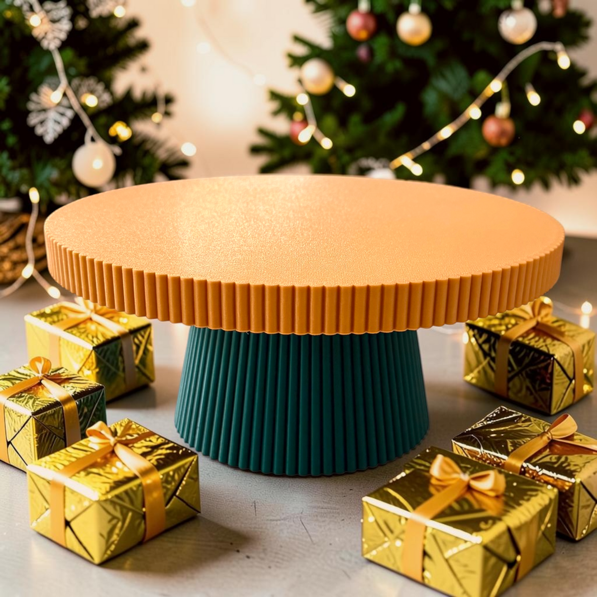 DECORATIVE CAKE STAND | WINTER GREEN AND GOLD CAKE STAND