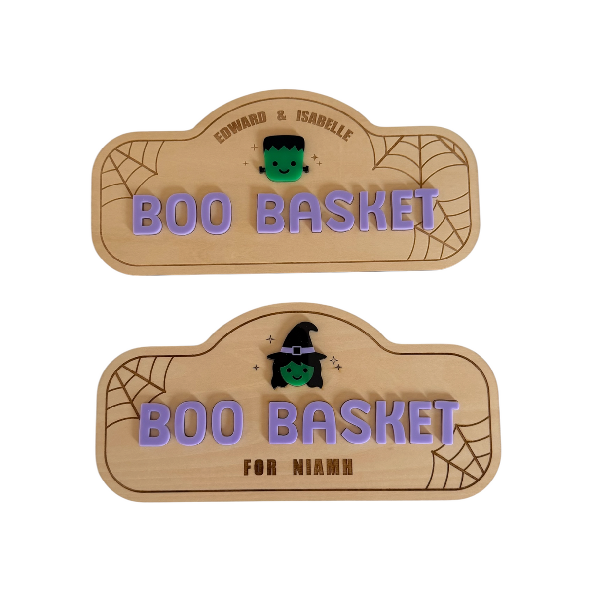 PERSONALISED WITCH BOO BASKET PLAQUE