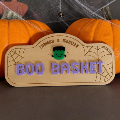 PERSONALISED MONSTER BOO BASKET PLAQUE