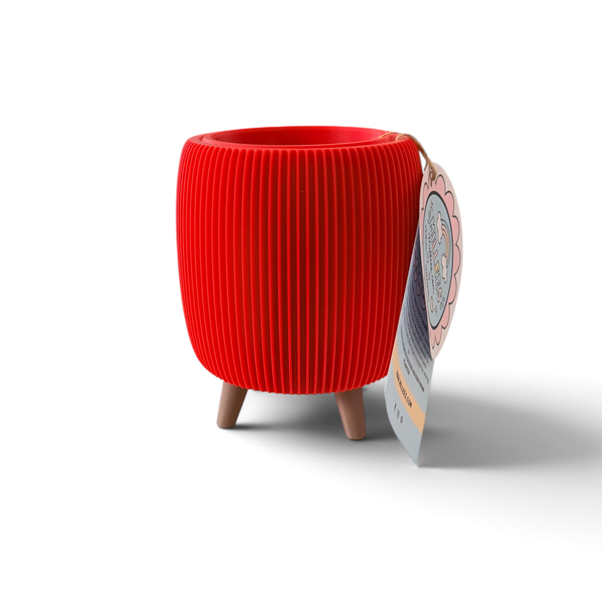 RETRO RIBBED PLANTER RED SATIN SMALL